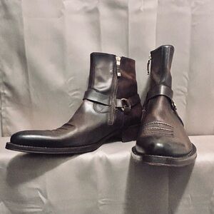 Men’s Rock & Republic Brown Side Zipper Leather Ankle Boots w/Harness Sz.43/10.5